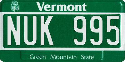 VT license plate NUK995