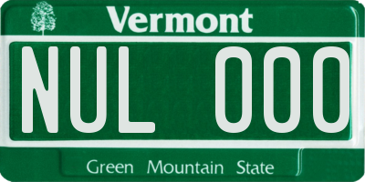 VT license plate NUL000