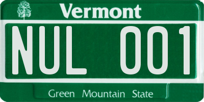 VT license plate NUL001