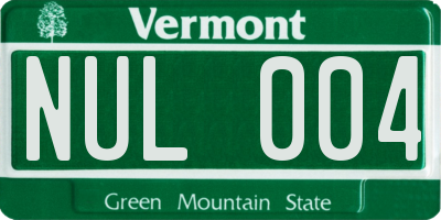 VT license plate NUL004