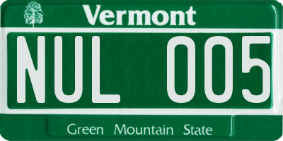 VT license plate NUL005