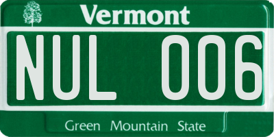 VT license plate NUL006