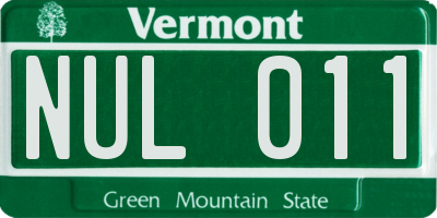 VT license plate NUL011