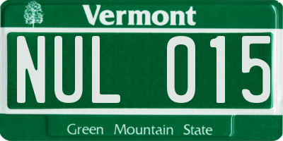 VT license plate NUL015