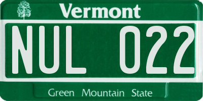 VT license plate NUL022