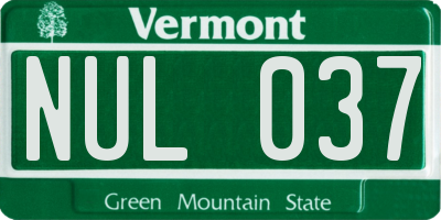 VT license plate NUL037