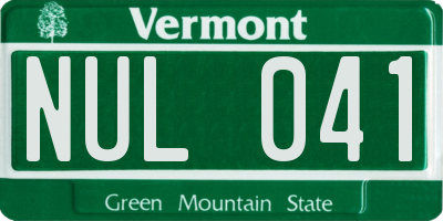 VT license plate NUL041