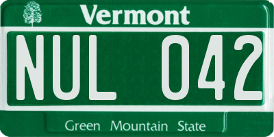 VT license plate NUL042