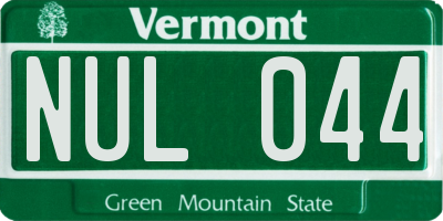 VT license plate NUL044