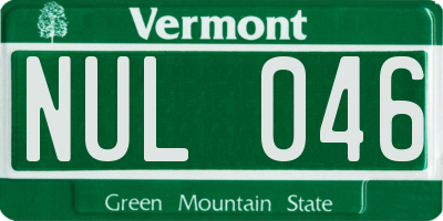 VT license plate NUL046