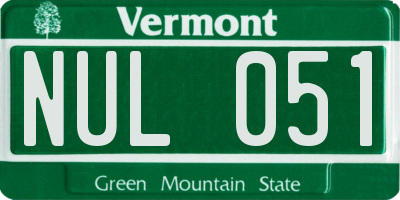 VT license plate NUL051