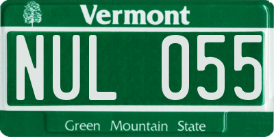 VT license plate NUL055