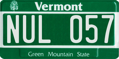 VT license plate NUL057