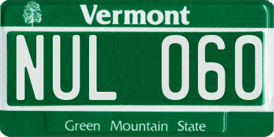 VT license plate NUL060