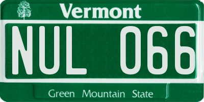 VT license plate NUL066