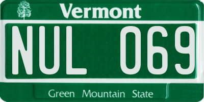 VT license plate NUL069