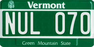 VT license plate NUL070