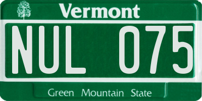 VT license plate NUL075