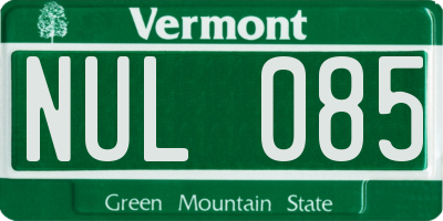 VT license plate NUL085