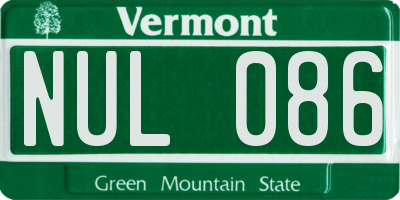 VT license plate NUL086