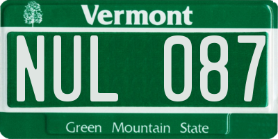 VT license plate NUL087