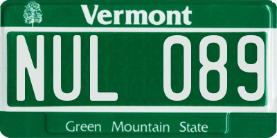 VT license plate NUL089