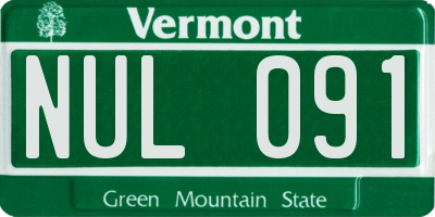 VT license plate NUL091