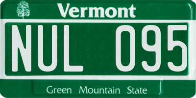 VT license plate NUL095