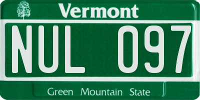 VT license plate NUL097