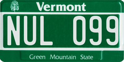 VT license plate NUL099