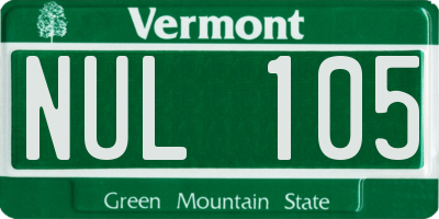VT license plate NUL105