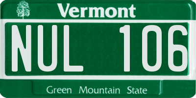 VT license plate NUL106