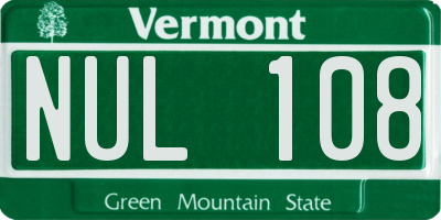 VT license plate NUL108
