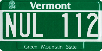 VT license plate NUL112