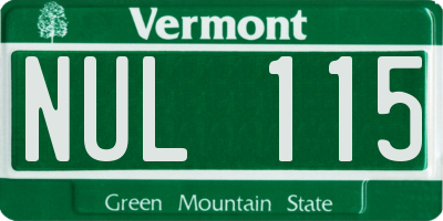 VT license plate NUL115