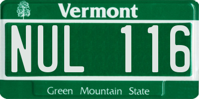 VT license plate NUL116