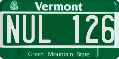 VT license plate NUL126