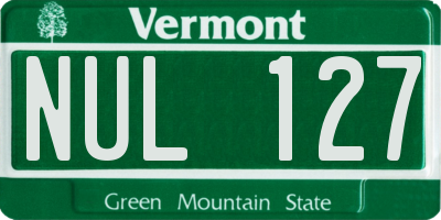 VT license plate NUL127