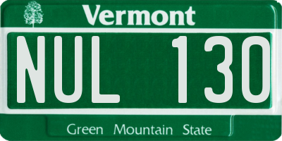 VT license plate NUL130
