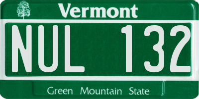 VT license plate NUL132