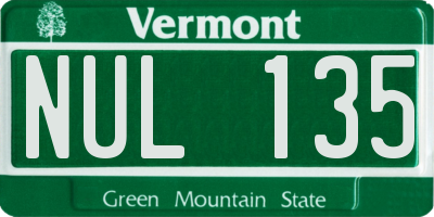VT license plate NUL135