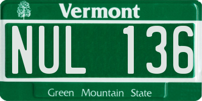 VT license plate NUL136