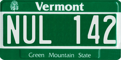 VT license plate NUL142