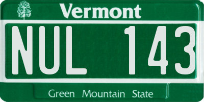 VT license plate NUL143