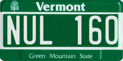 VT license plate NUL160