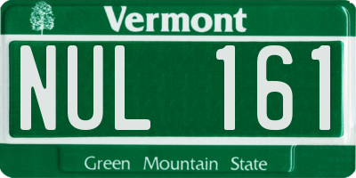 VT license plate NUL161