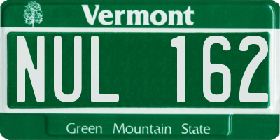 VT license plate NUL162