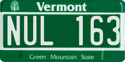 VT license plate NUL163
