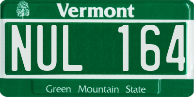 VT license plate NUL164