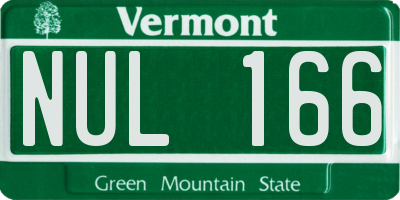 VT license plate NUL166
